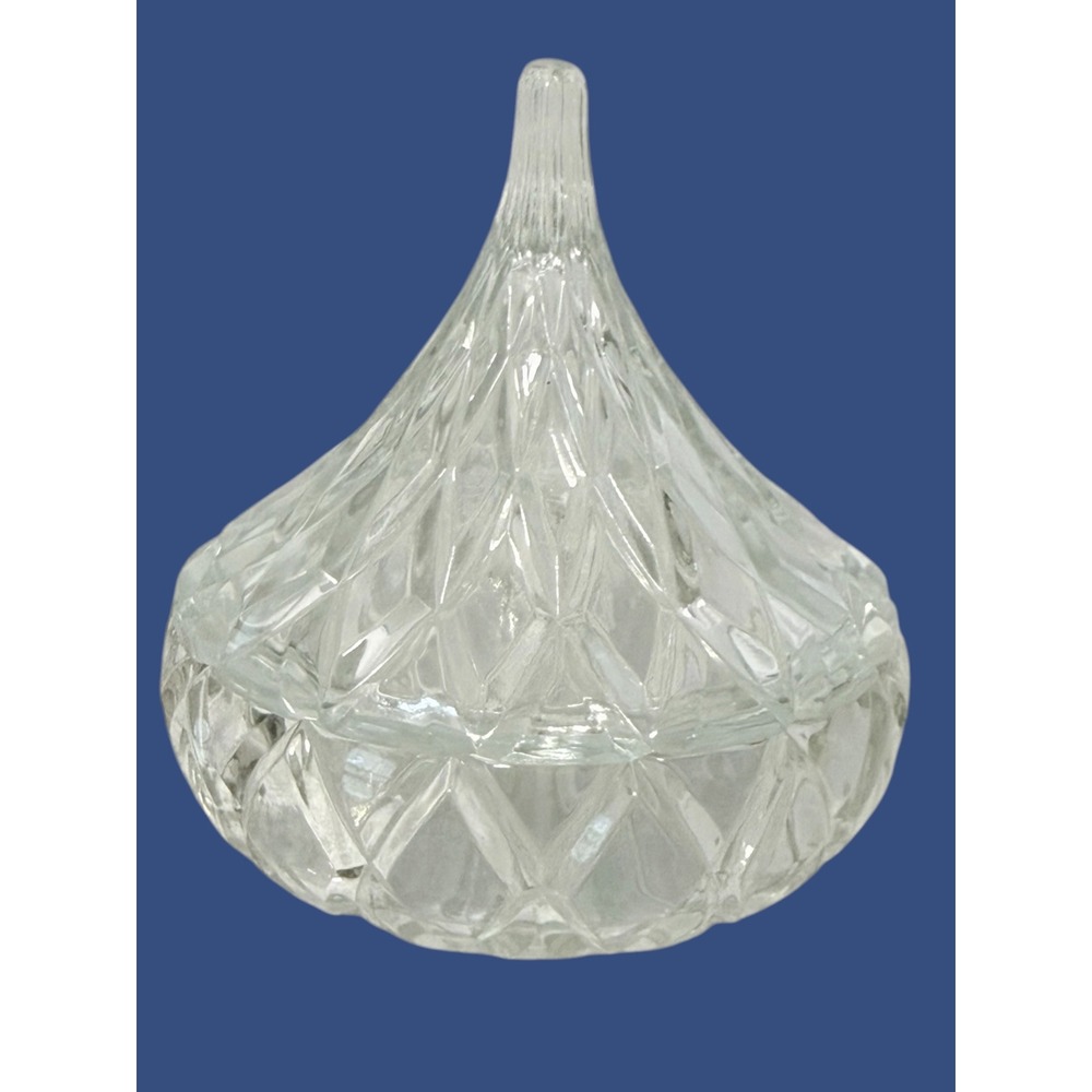 Hersheys‎ Kisses 100th Anniversary Block Crystal Candy Dish with Lid Clear Glass